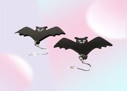 KUGUYS Fashion Acrylic Jewellery Custom Women Acryl Black Bat Drop Earrings Punk Jewelrys Large Dangle Earring for Womens Halloween 8871278