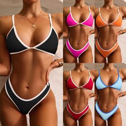 Women's Swimwear New Split Bikini Swimsuit Womens Solid Colour Sexy Triangle Pants Multi Colour Hot Spring Beach