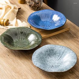 Plates Japanese Lotus Plate Creative Ceramic Salad Fruit Home High Appearance Level