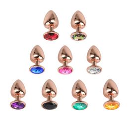 3Size Metal Round Diamond Anal Plug Rose Gold Plating Crystal Jewellery Butt Plug Sex Toys for Adults Erotic Product For Women Man X7450658