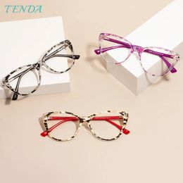 Women Cat Eye Glasses Frame Acetate Temple With Spring Hinge For Prescription Lenses 240423