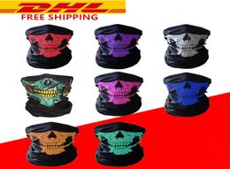 Halloween Face Masks Festival Skeleton Skull Masks Outdoor Motorcycle Bicycle Multi function Neck Warmer Ghost Half Face Magic Sca6653675