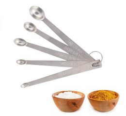 5pcsset Stainless Steel Round Measuring Spoons Kitchen Baking Tools for Measuring Liquid Powder Cake Cooking Tool HHAA6133544794
