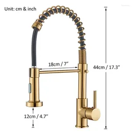 Kitchen Faucets Brushed Gold Faucet Pull-down Single Handle Mixer 360 Rotary