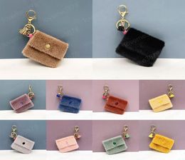 Cute Mini Coin Purse Women Wallet Plush Candy Colour Keychain Coin Key Case Pendant Data Cable Storage Pouch Bag Accessories8001579