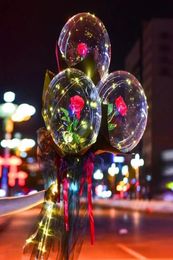 Handle Led Balloon With Sticks Luminous Transparent Rose Bouquet Ballons Wedding Birthday Party Decorations LED Light Balloon9771678