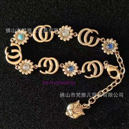 designer bracelet jewelery Pai Double G Letter Daisy Bracelet Set with Turquoise Sunflower Classic Handicraft Women