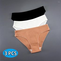 Women's Panties 3Pcs/Pack Pure Cotton Underpants Low Waist Sexy Underwear Simple Solid Colour Comfort Briefs Female Fast Send