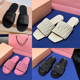 Designer luxury womens Summer Flat Sliders outdoors Rubber Waterproof Black Woven flops slip-on travel beach Rubber pool 35-41