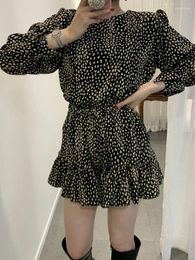 Casual Dresses Autumn Fashion Leopard Print Slim Waist Women Mini Chicly Vintage O-neck Simple Office Ladies A-line Dress