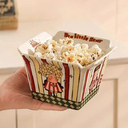 Bowls Popcorn Cartoon Bowl Ceramic Cute High Appearance Household Tableware Instant Noodle French Fries Children's Snack Fruit