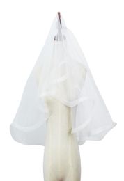 Elegant Bridal Veil With Two Layers Vintage Ribon Edge Catholic Hijab Women Face bridal Wedding Veils V6458584513