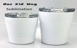 DIY Sublimation 8oz White Kid Mug with Lid Stainless Steel Double Layer Wine Glasses Insulated Child Sippy Cup with Straw Water Bo8210800