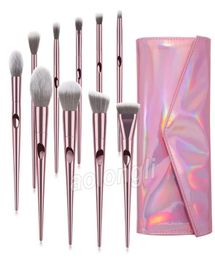 Makeup Brushes 10 PCS Professional Cosmetics Brush kit Rose Gold Brushes Set With Purse Foundation Powder Eye Face Brush Make Up T6415781