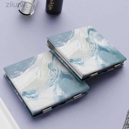 Compact Mirrors New double-sided makeup mirror cartoon portable folding high-definition portable mini square makeup mirror d240510