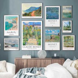 ers Monet Exhibition Claude Monet Garden Landscape Museum Abstract Vintage Posters And Prints Pictures Wall Living Room Home Decor J240505