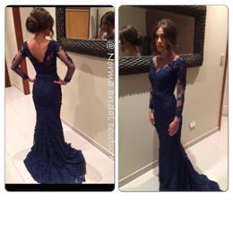 2014 New Arrival Long Sleeves Lace Mermaid Evening Dresses norma bridal couture Evening Gowns1156663