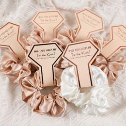 Party Favour 6Pcs Bridesmaid Hair Ties Scrunchies Bachelorette Hen Decoration Bridal Favours Satin Gift Wedding Souvenir