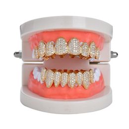 New Hip hop teeth tooth grillz copper zircon crystal teeth grillz Dental Grills Halloween jewelry gift whole for rap rapper me5197975