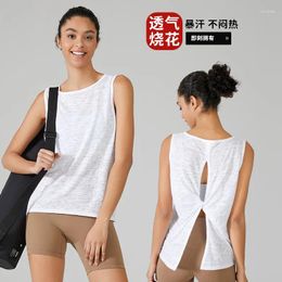 Active Shirts QieLe Hollow Back Sport Vest For Women Sleeveless Loose Thin Long Waist Workout Shirt Yoga Tank Tops