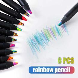 Pencils 8 Crayon Color Pencil Set for Childrens Rainbow Pencil Gift Wooden Multi color Pencil School Supplies d240510
