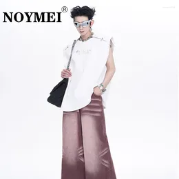 Men's Tank Tops NOYMEI Summer 2024 Vest Trendy Metal Double Zipper Shoulder Pads Personalised Letter Males WA4371