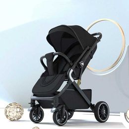 Strollers# High Landscape Shock absorption Baby Stroller Portable Travel Folding Prams Sit and lie down in both directions Baby carriage T240509