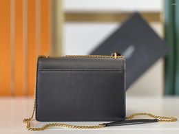 Bag Classic Women's Genuine Leather Shoulder Black With Gold Chain Handbag Bags Ladies Cowhide Handbags