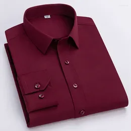 Men's Dress Shirts In Shirt Thin Full For Men Slim Fit Formal Long-sleeve Solid Color Plain Elastic Office Tops Soft Black Clothes