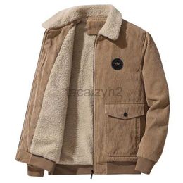 Men's plus size Outerwear & Coats Autumn and winter new corduroy lamb wool jacket coat men's loose cashmere thickened casual lapel coat men