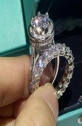 Dove Egg Big White Topaz Luxury Jewellery Couple Rings Round Cut White Topaz CZ Diamond Gemstones Party Women Wedding Bridal Ring Se7294678