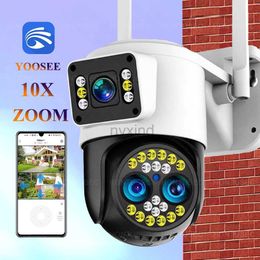 IP Cameras Yoosee 4K 8MP triple lens dual screen 10X zoom wireless camera two-way audio Colour night vision outdoor waterproof WiFi camera d240510