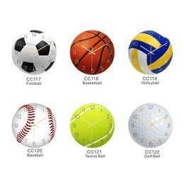 Wall Clocks Interesting basketball volleyball ball design wall mounted clock silent sports decoration for indoor Q240509