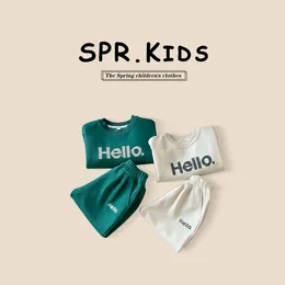 Clothing Sets Spring 2024 Korean Children Boy 2PCS Set Cotton Letter Printed Pullovers Suit Elastic Waist Jogger Pant Baby Outfit