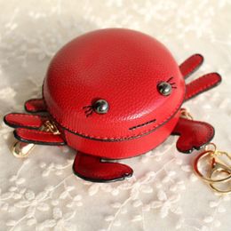 New Brand Funny Cute Crab Pu Leather Mini Coin Purse Keychain Car Key Case Wallet Key Chain Women Bag Pendant Backpack Charm 292i