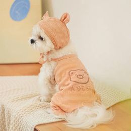 Dog Apparel Summer Thin Section Casual Solid Color Pet Camisole Cat Puppy Bichon Schnauzer Jumpsuit Breathable Clothes Send Hat