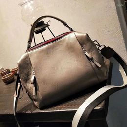 Bag High Quality Simplicity Casual Fashion Lady Bags First Layer Cowhide Contrast Handbag Shoulder Messenger Boston