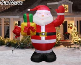 OurWarm Christmas Party Outdoor Inflatable Santa Claus LED Light Figure Toys Garden New Year Decorations 2019 150cm US EU Plug uwd8431620