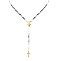 Pendant Necklaces Catholic Stainless Steel Rosary Beads Chain Y Shape Virgin Necklace For Women Men Religious Jewelry1770793