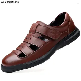 Casual Shoes Sandals For Men Leather Summer Office 2024 Fashion Italian Chaussures