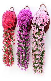 Violet Artificial Flower Party Decoration Simulation Valentine039s Day Wedding Wall Hanging Basket Flower Orchid fake Flower2949262377