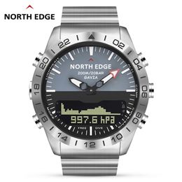 Men Dive Sports Digital watch Mens Watches Military Army Luxury Full Steel Business Waterproof 200m Altimeter Compass NORTH EDGE 210310 245V