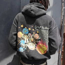 Men's Hoodies Sweatshirts Retro Men Star tter Printed Harajuku High Strt Anime Hooded Y2K Strtwear Gothic Loose Jacket Coats H240508