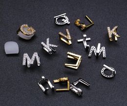 18K Gold White Gold Iced Full Diamond Custom Name Letters Teeth Grillz Tooth DIY Fang Grills Cosplay Tooth Cap Hip Hop Dental Te3409647