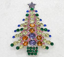 Whole Beautiful Crystal Rhinestone Christmas tree Pin Brooch Christmas gifts Brooches C6804440271