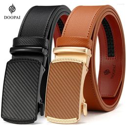 Belts Men's Leather Belt Metal Automatic Buckle Genuine Luxury For Men Male Strap Waist Black