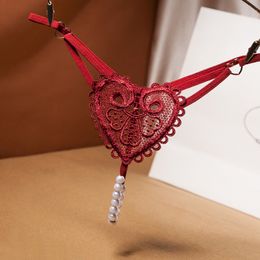 Vintage Heart design beading lady comfortable embroidered women G-string triangle short pants lady underwear Thong Panties Sexy Briefs lady underpants