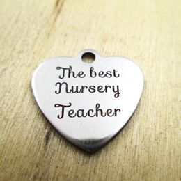 Pendant Necklaces 20pcs/lot-The Nursery Teacher Stainless Steel Charms - Laser Engraved Customised DIY Pendants