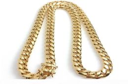 18K Gold Plated Necklace High Quality Miami Cuban Link Chain Necklace Men Punk Stainless Steel Jewellery Necklaces5609724