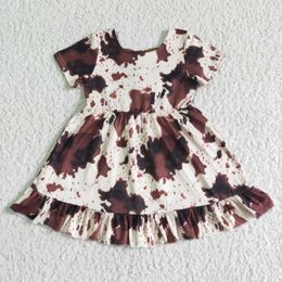 Clothing Sets Fashion Baby Girls Short-sleeved Ink Pattern Bow Skirt Wholesale Boutique Children Clothes Dress Discount RTS